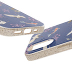 Eco friendly Koi & Crane Cherry Blossom Phone Case, Biodegradable Case