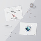 French motivational phrases kawaii Monthly Wall Calendar 2027, Cute Encouragement Calendar