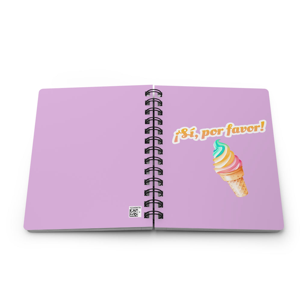 ¡Sí, por favor! (yes, please!) Spanish soft serve colorful lined Spiral Notebook, Pastel Ice Cream Journal