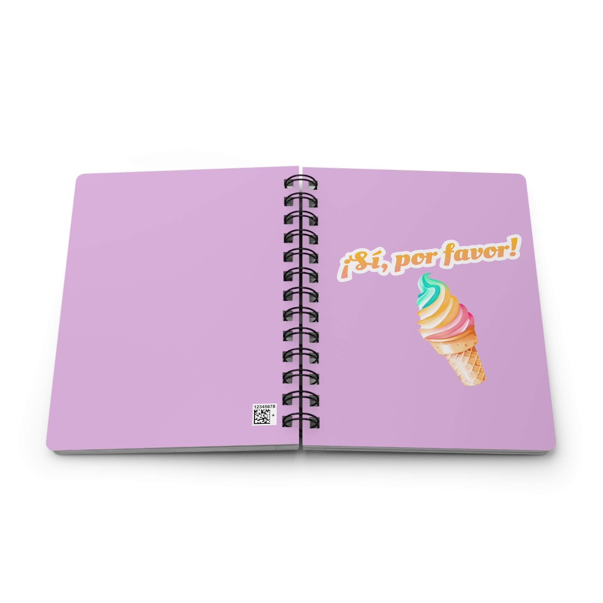 ¡Sí, por favor! (yes, please!) Spanish soft serve colorful lined Spiral Notebook, Pastel Ice Cream Journal
