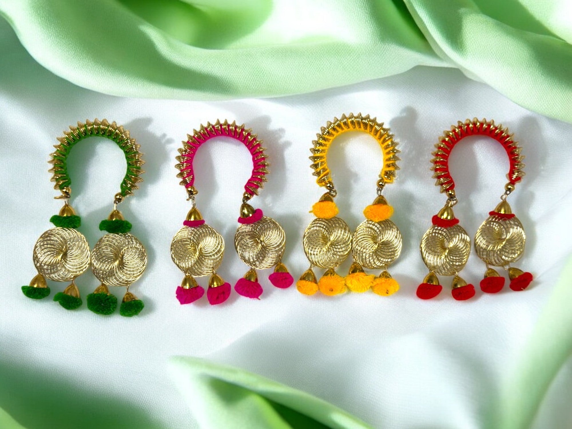 Adjustable Designer Bangles with Spiral Design, Set of 4 (Assorted)