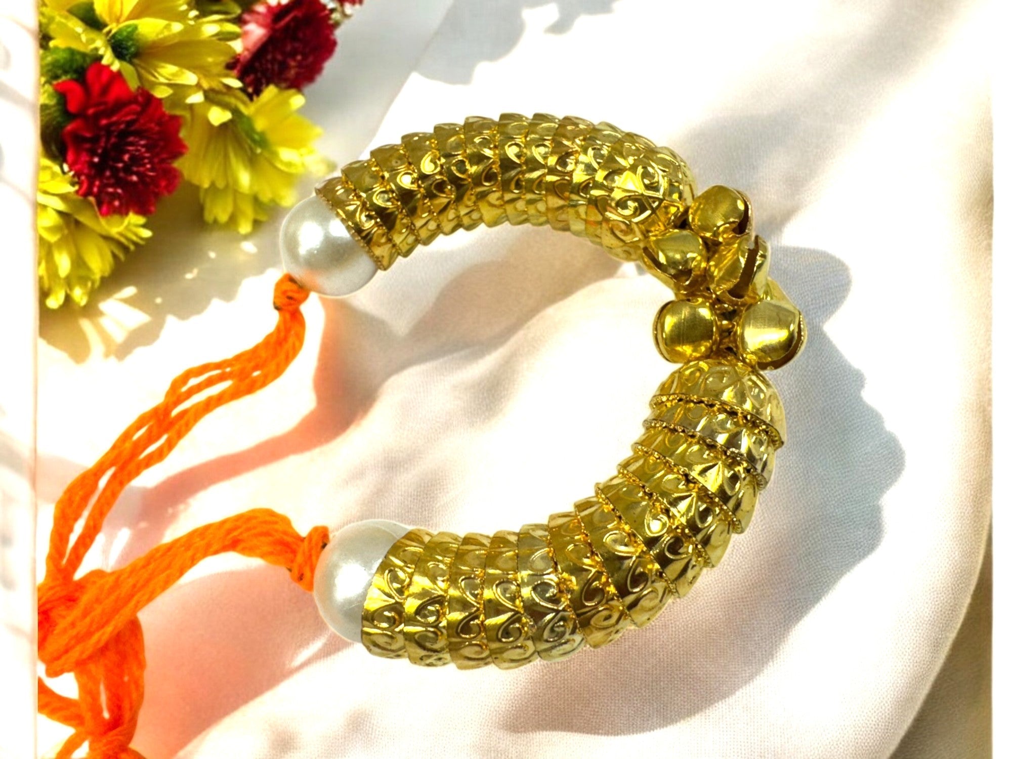 Beautiful Ghungroo & Shell Bracelet Set of 6 for Wedding rituals, Mata ki chowki, Pooja - Set of 6 (Copy)
