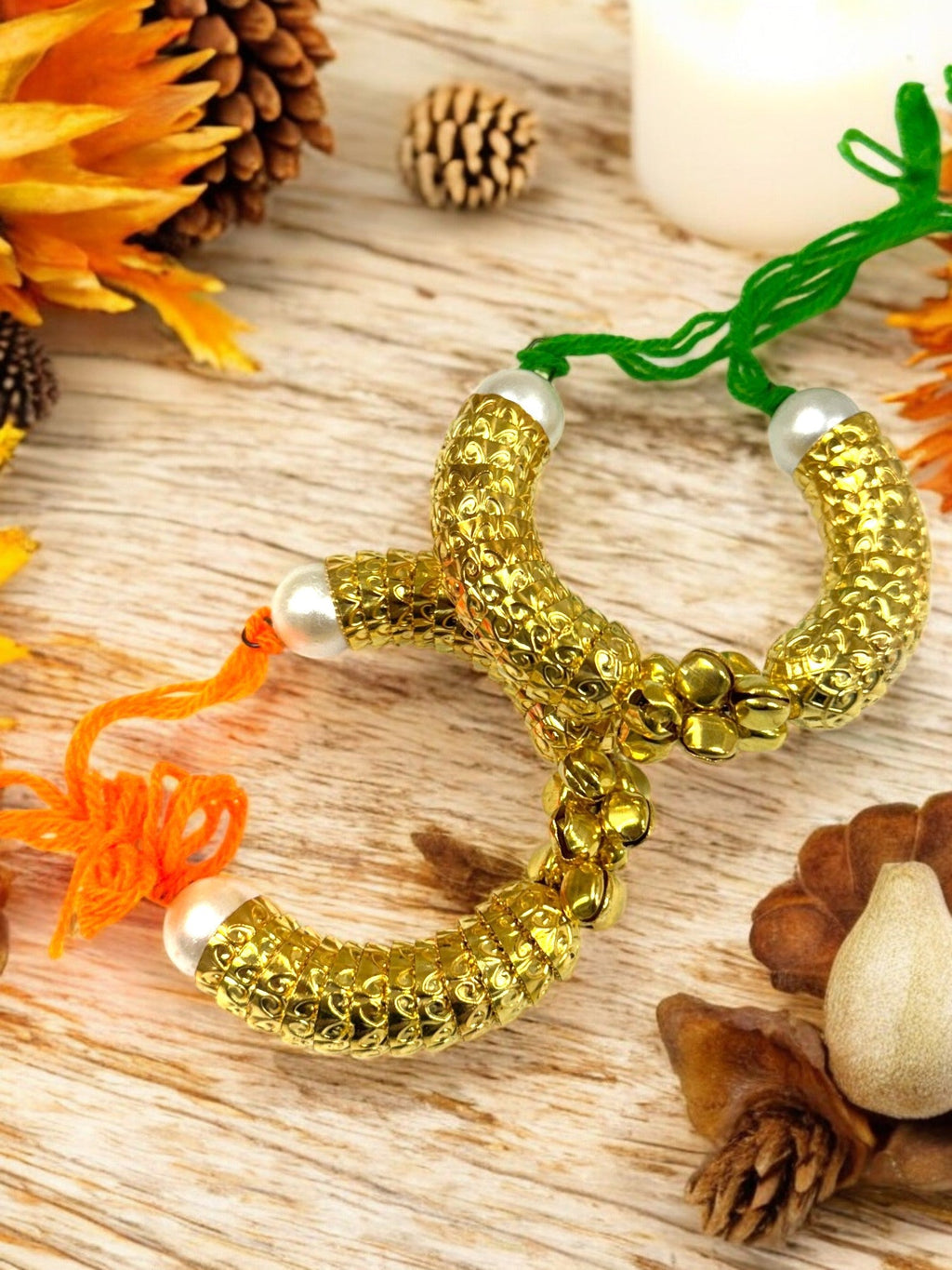 Beautiful Ghungroo & Shell Bracelet Set of 6 for Wedding rituals, Mata ki chowki, Pooja - Set of 6 (Copy)