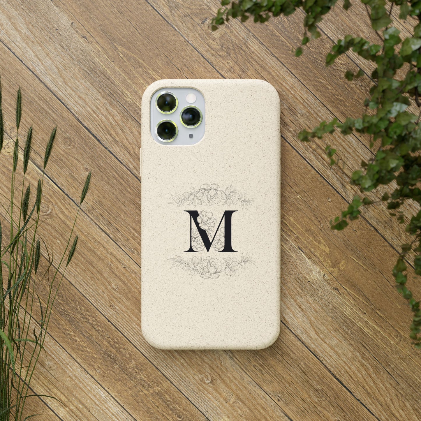 Eco-friendly initial and floral border monogrammed Phone case