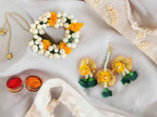 Flower & Pearl Earrings & Mangtika