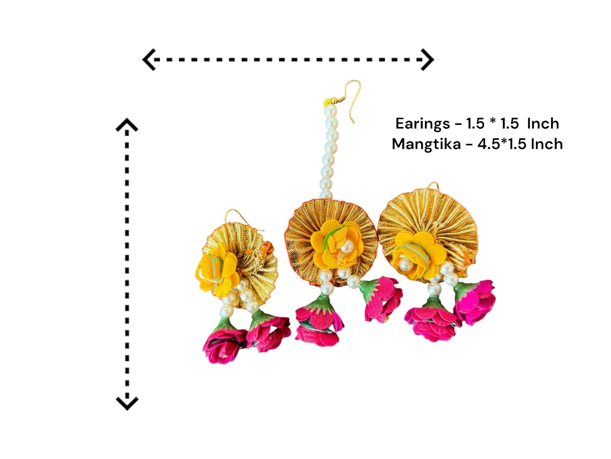 Flower & Pearl Earrings & Mangtika