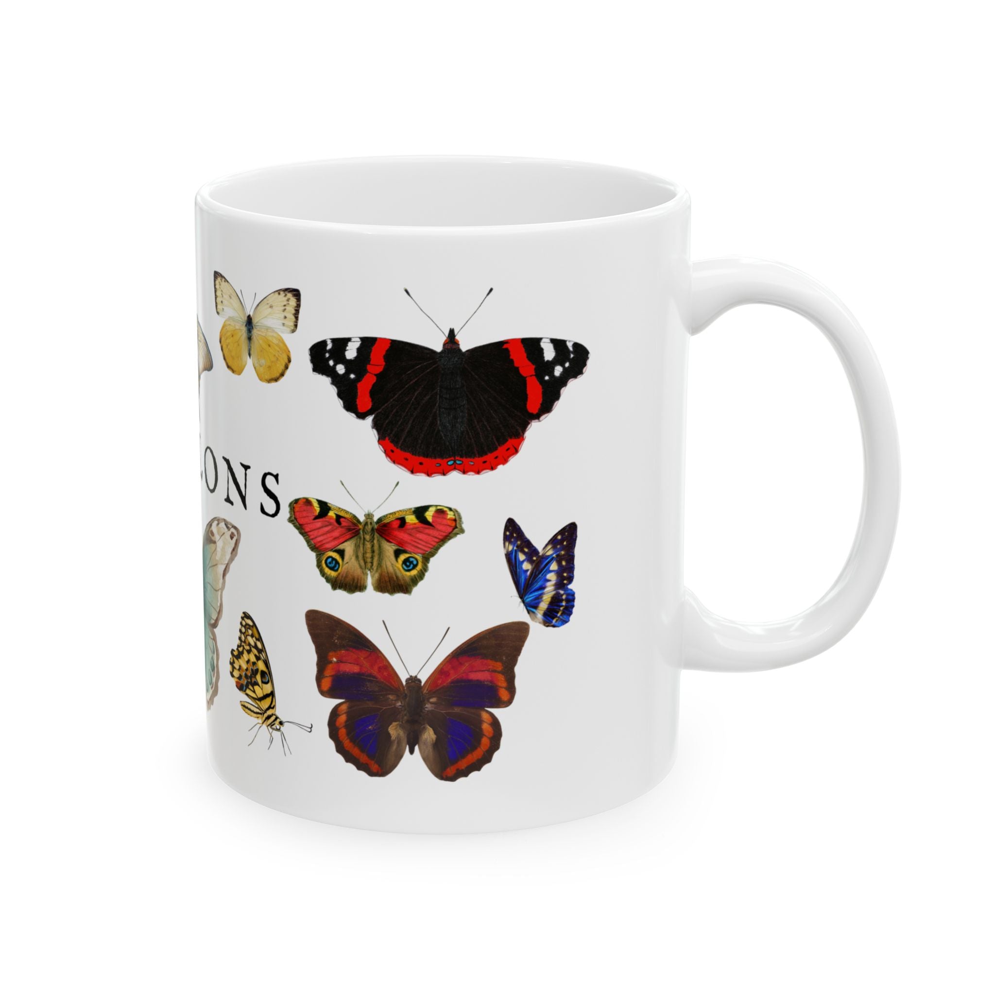 Papillons Butterfly Ceramic Mug — Vintage French-Inspired 11oz & 15oz Coffee Cup