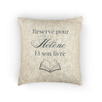 Réservé pour (nom) et son livre Woven Pillow, Book Lover Cross-Stitch Design by Printify