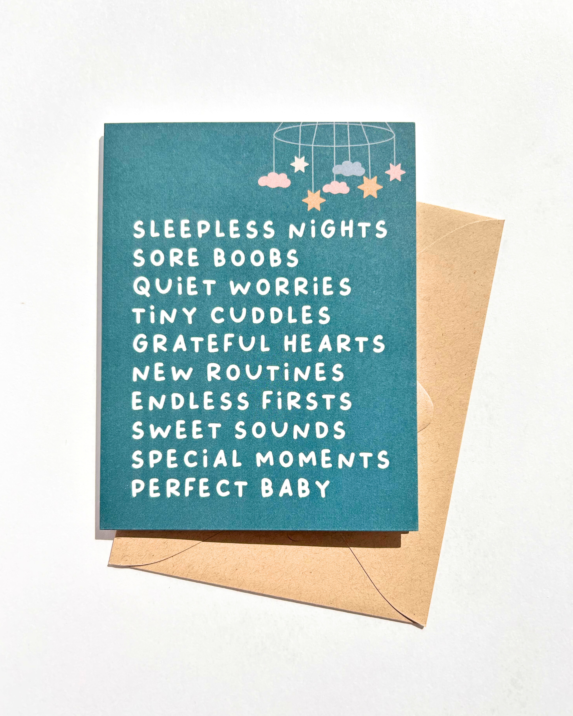 Sleepless Nights Sweet New Mom Card Baby Shower