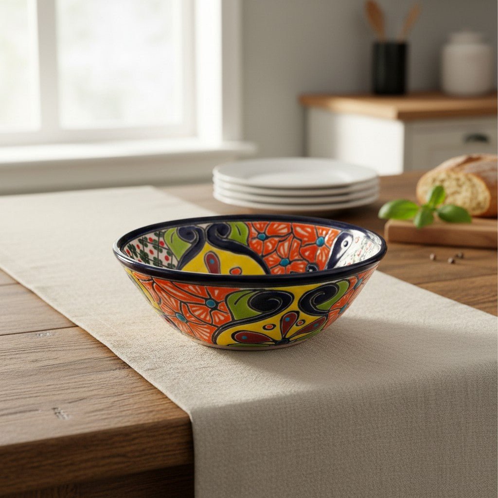 7.5" Talavera Soup Bowl | Handmade Mexican Dinnerware Talavera Bowl La Vie Bien 7.5" Talavera Soup Bowl | Handmade Mexican Dinnerware