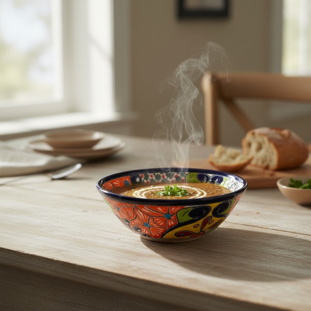 7.5" Talavera Soup Bowl | Handmade Mexican Dinnerware Talavera Bowl La Vie Bien 7.5" Talavera Soup Bowl | Handmade Mexican Dinnerware