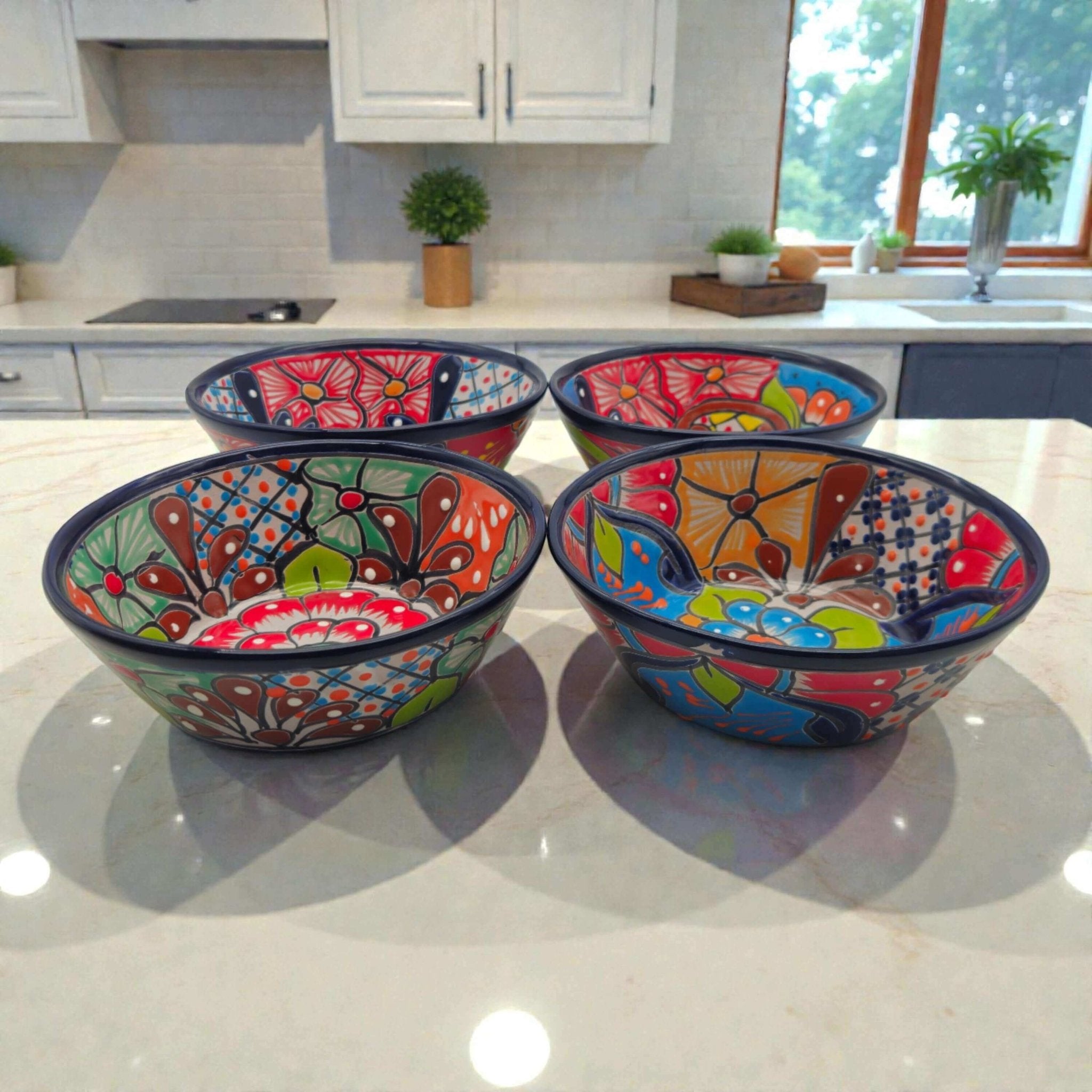 7.5" Talavera Soup Bowl | Handmade Mexican Dinnerware Talavera Bowl La Vie Bien 7.5" Talavera Soup Bowl | Handmade Mexican Dinnerware