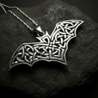 Nighthawk Celtic Bat Necklace in Sterling Silver