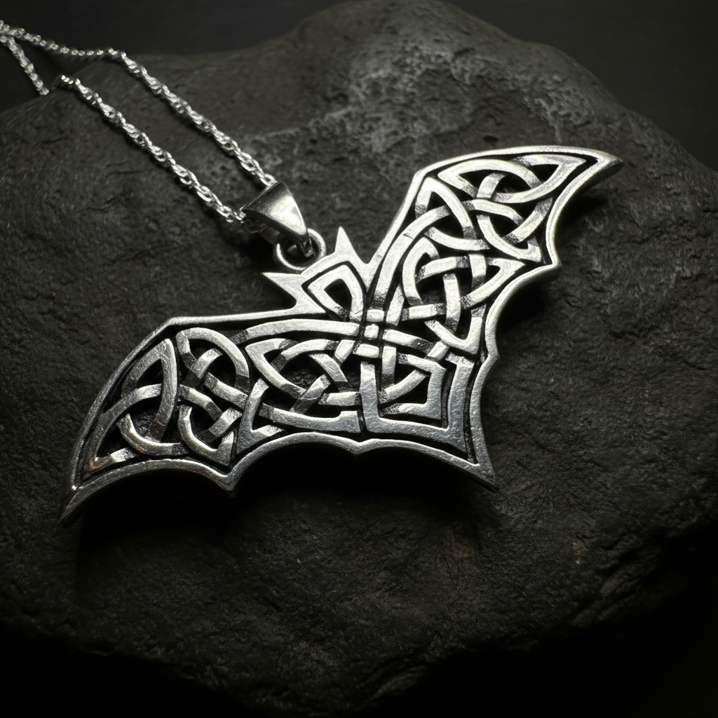 Nighthawk Celtic Bat Necklace in Sterling Silver
