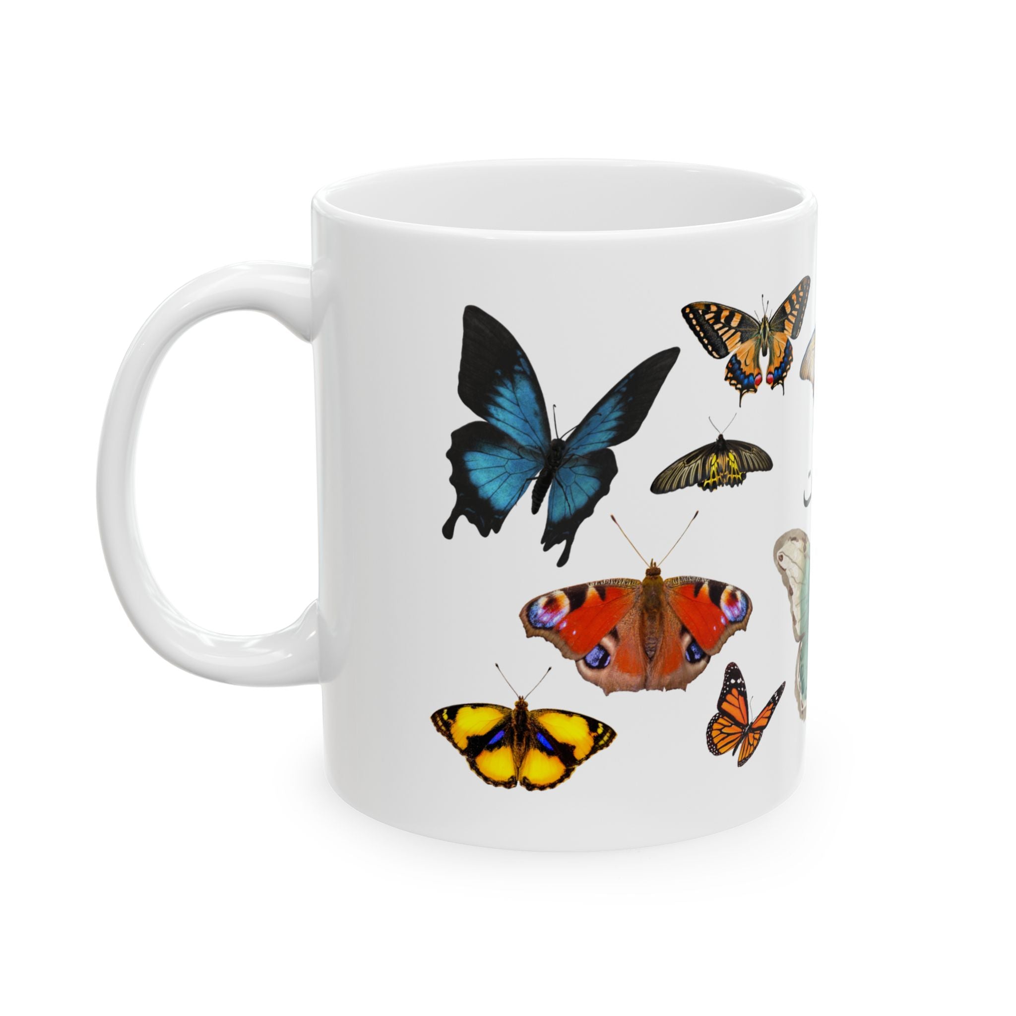 Arabic فراشات (Farāshāt) Vintage Butterflies Ceramic Mug — Colorful insect Design (11oz & 15oz)