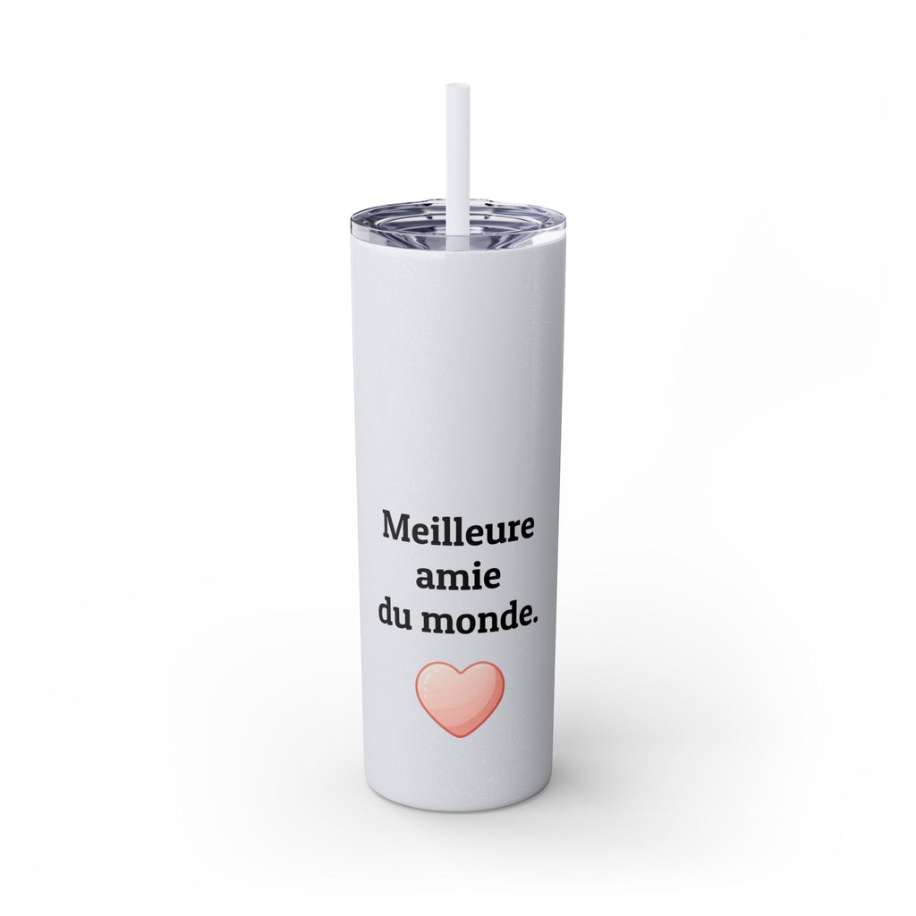 Meilleure amie du monde Skinny Tumbler with Straw, 20oz