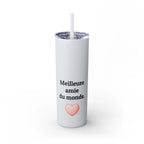 Meilleure amie du monde Skinny Tumbler with Straw, 20oz by Printify