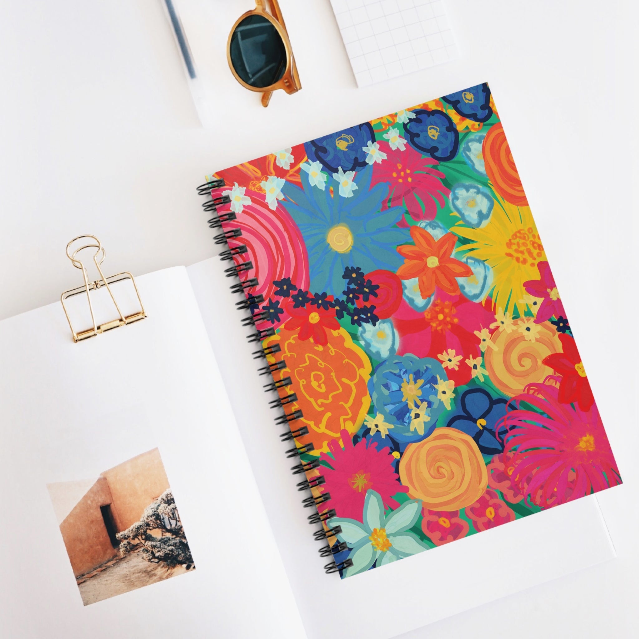 Bespattered Facade Bold Florals Spiral Notebook - Lined Pages