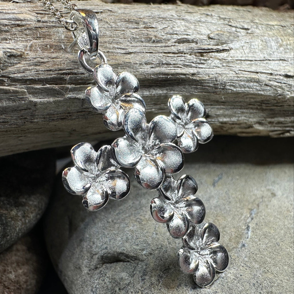 Plumeria Blossom Cross Necklace