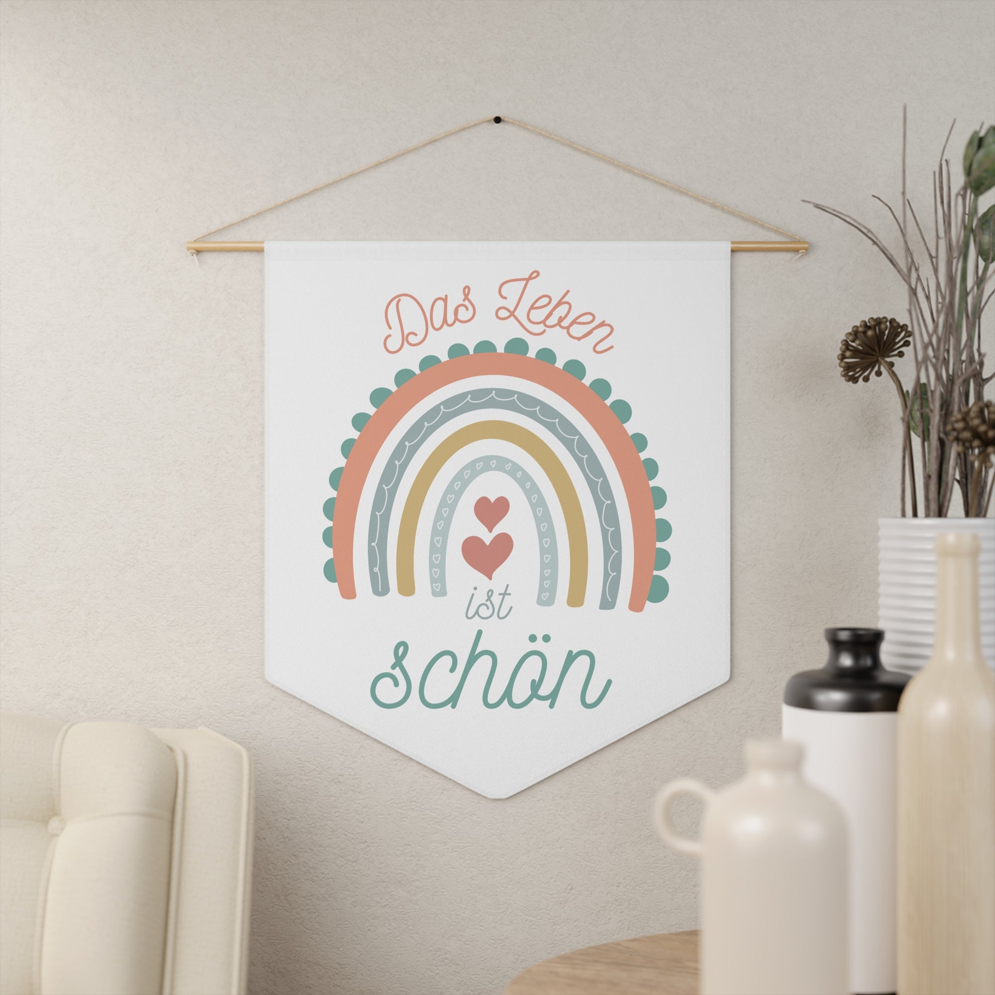 Das Leben ist schön German Rainbow Pennant Wall Art