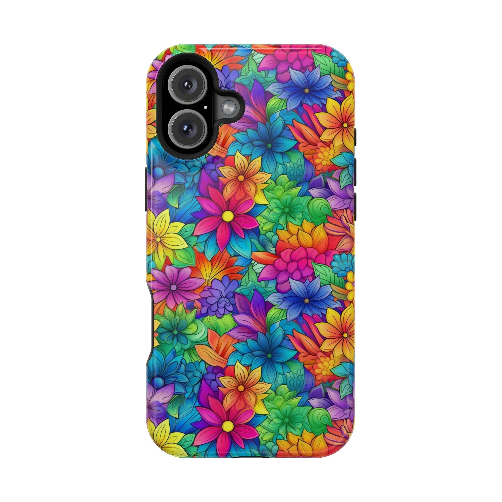 Bespattered Facade Bright Rainbow Flowers Impact-Resistant Case