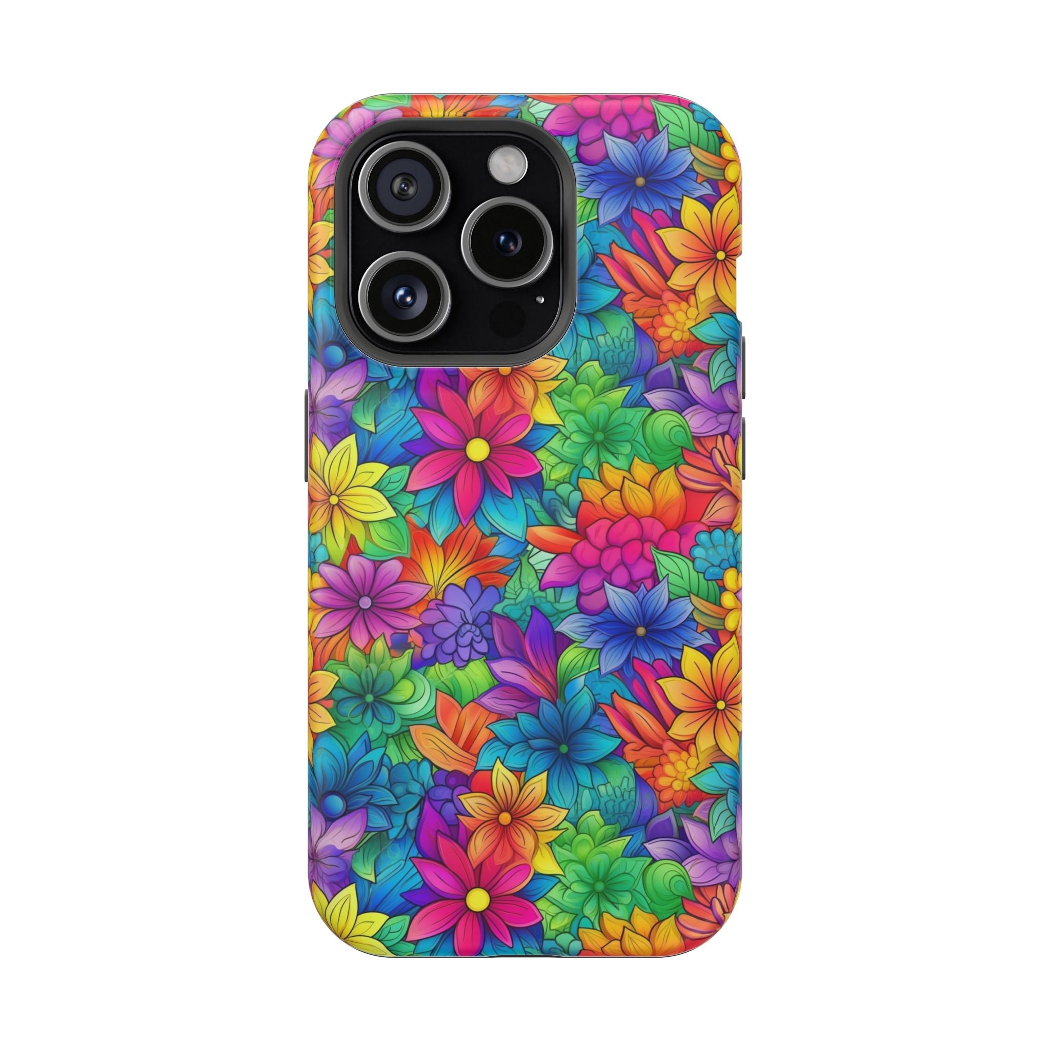 Bespattered Facade Bright Rainbow Flowers Impact-Resistant Case