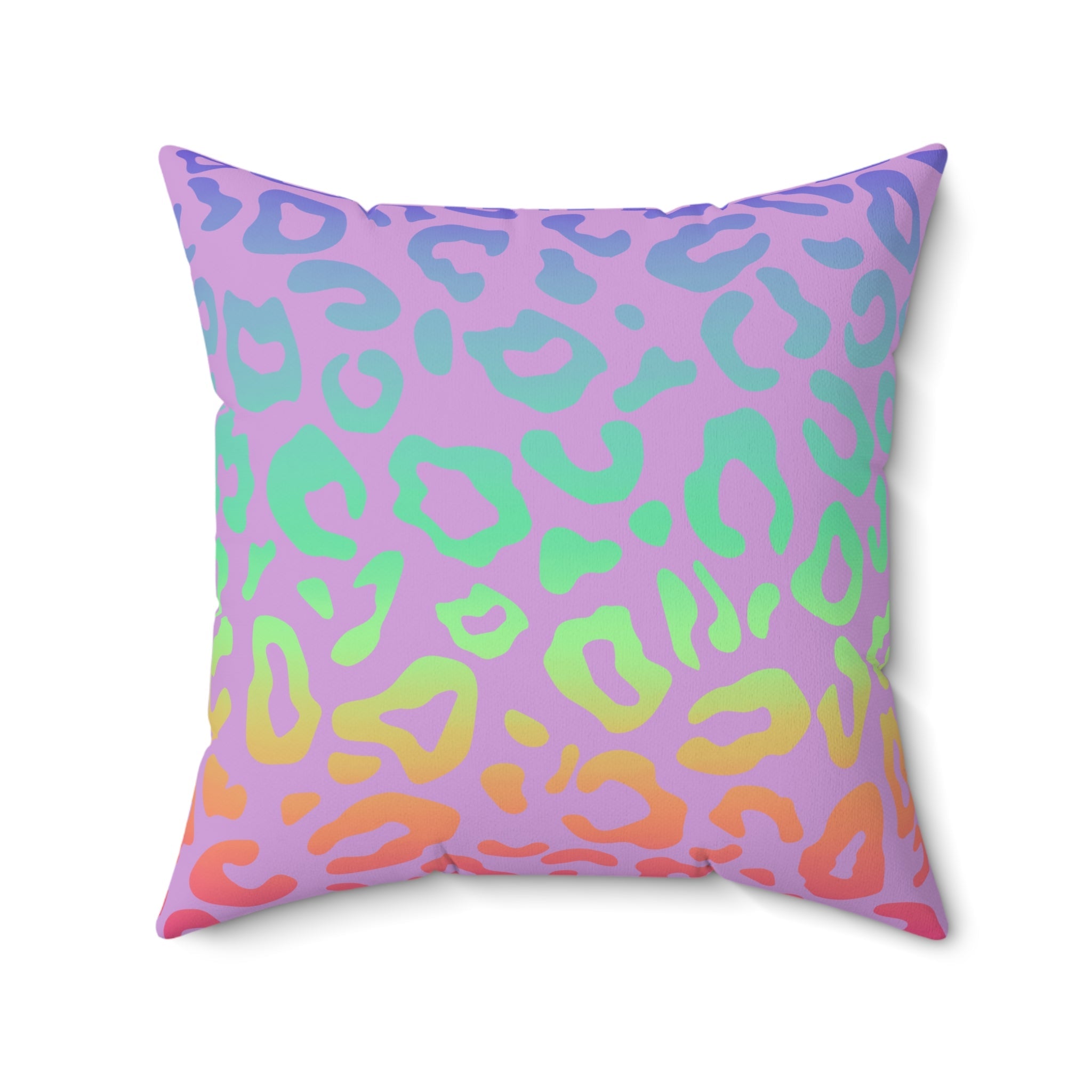 Bespattered Facade Vibrant Leopard Print Faux Suede Square Throw Pillow | 4 Sizes