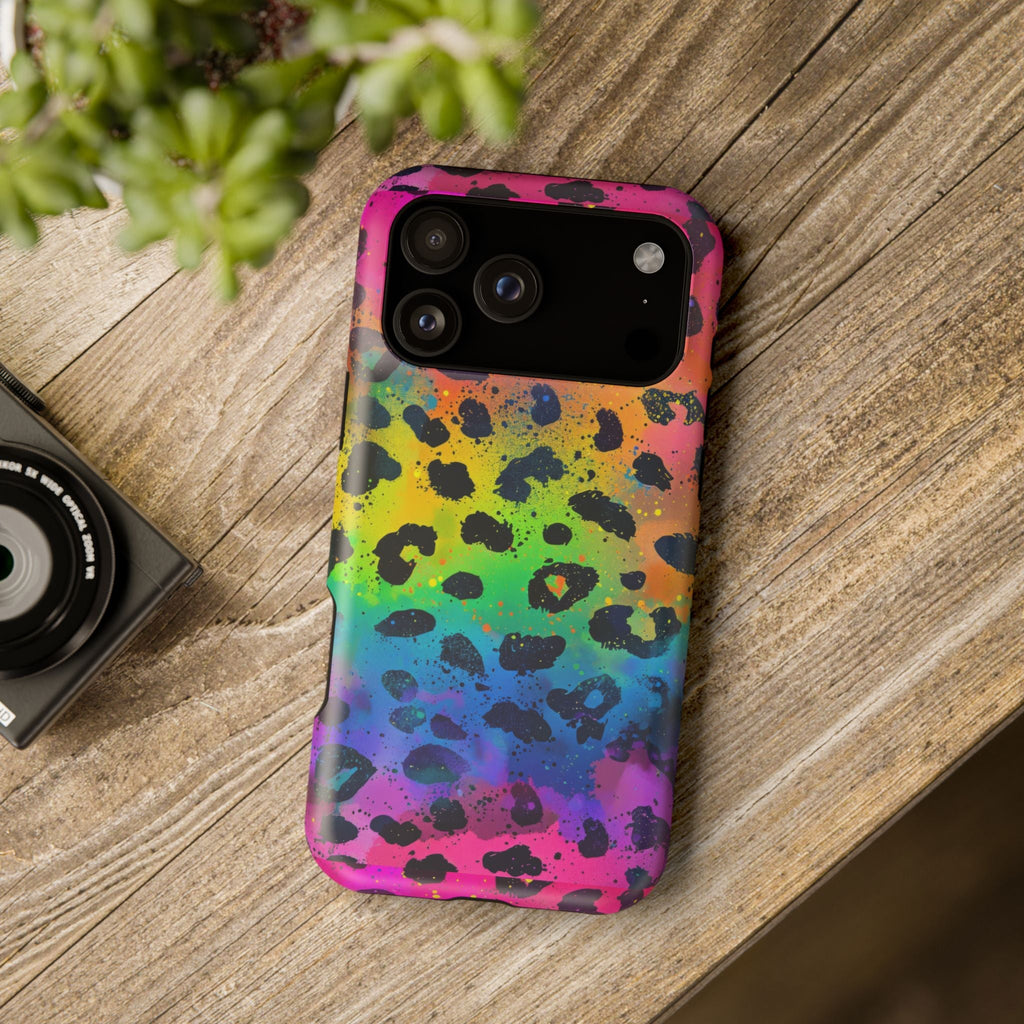 Bespattered Facade Neon Leopard Impact-Resistant Case