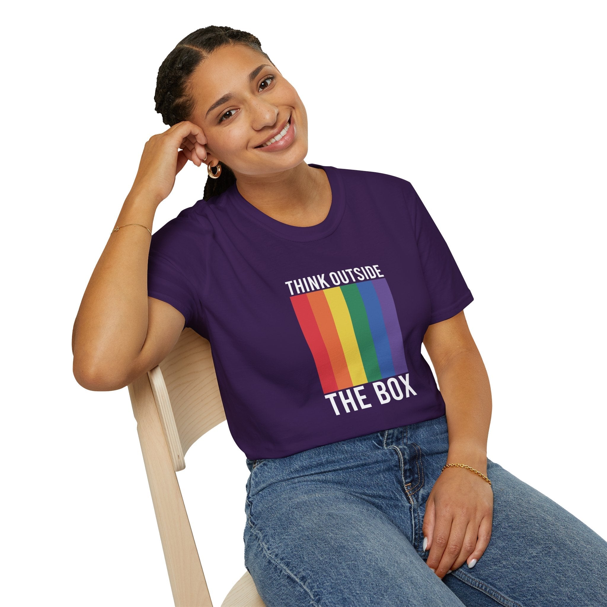 Bespattered Facade Rainbow Think Outside the Box Unisex Softstyle T-Shirt