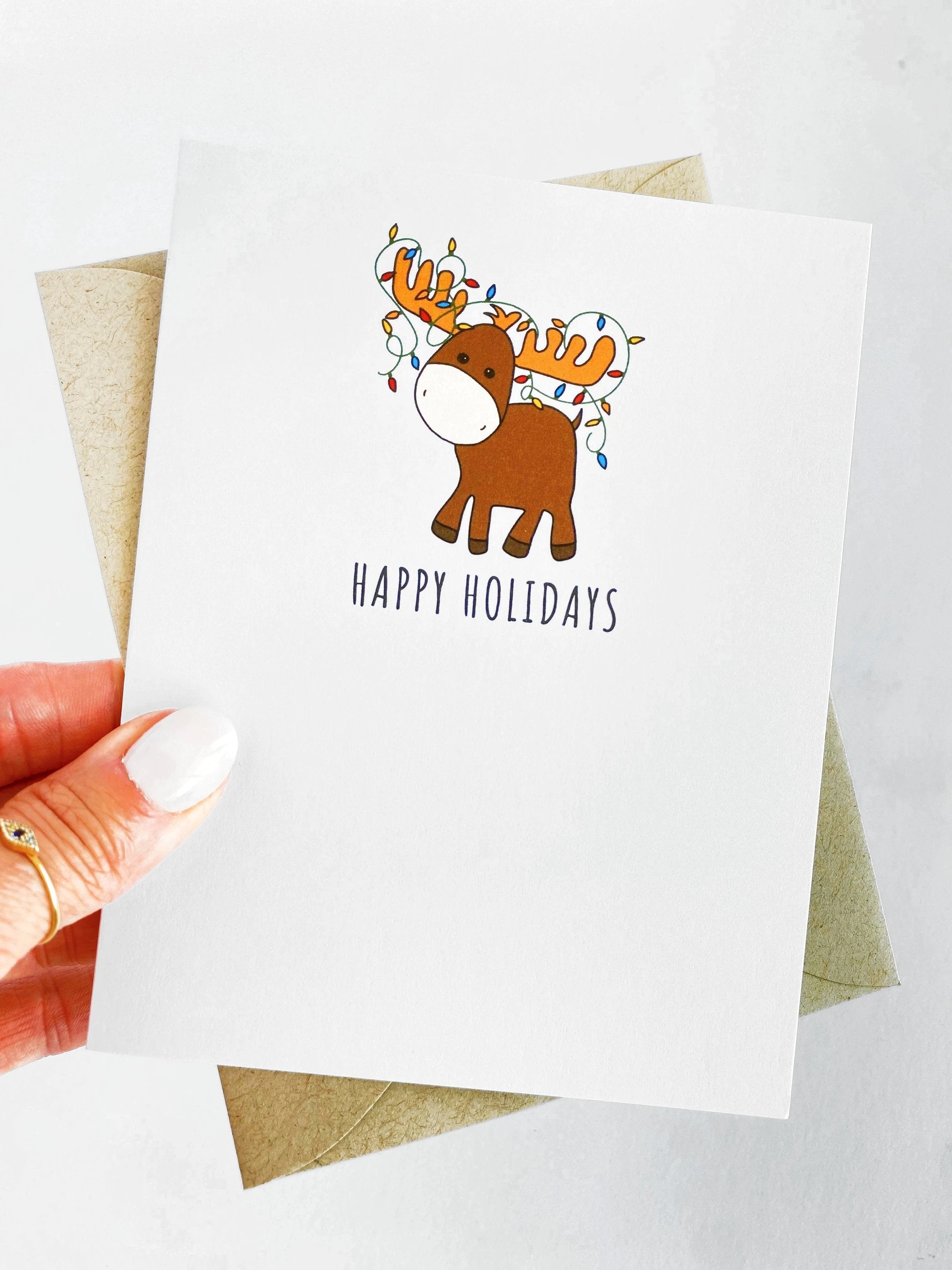 Moose Holiday Card Set, Moose Christmas Card, Unique Holiday Card by Five Dot Post