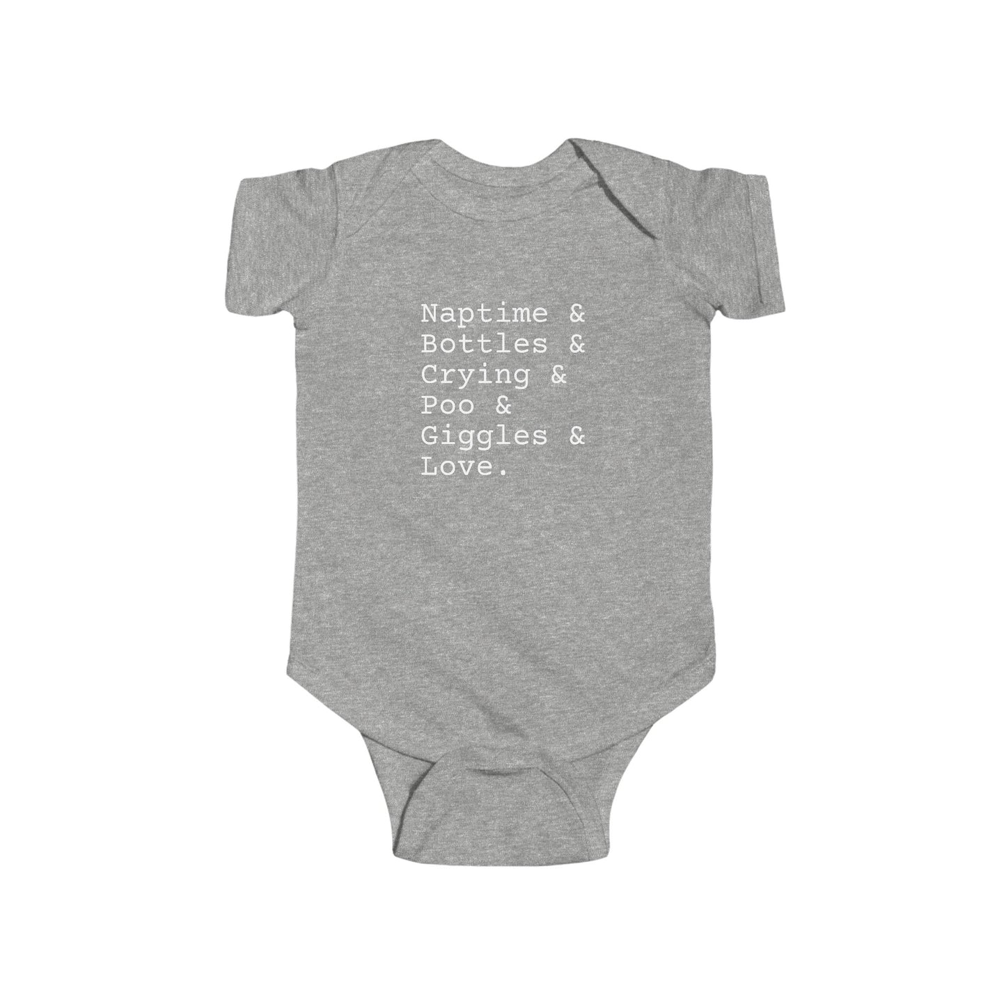 Grenouillère à manches courtes pour bébé « Sieste, rires et biberons »