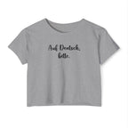 Auf Deutsch, bitte script crop top, German phrase tee, minimalist typography