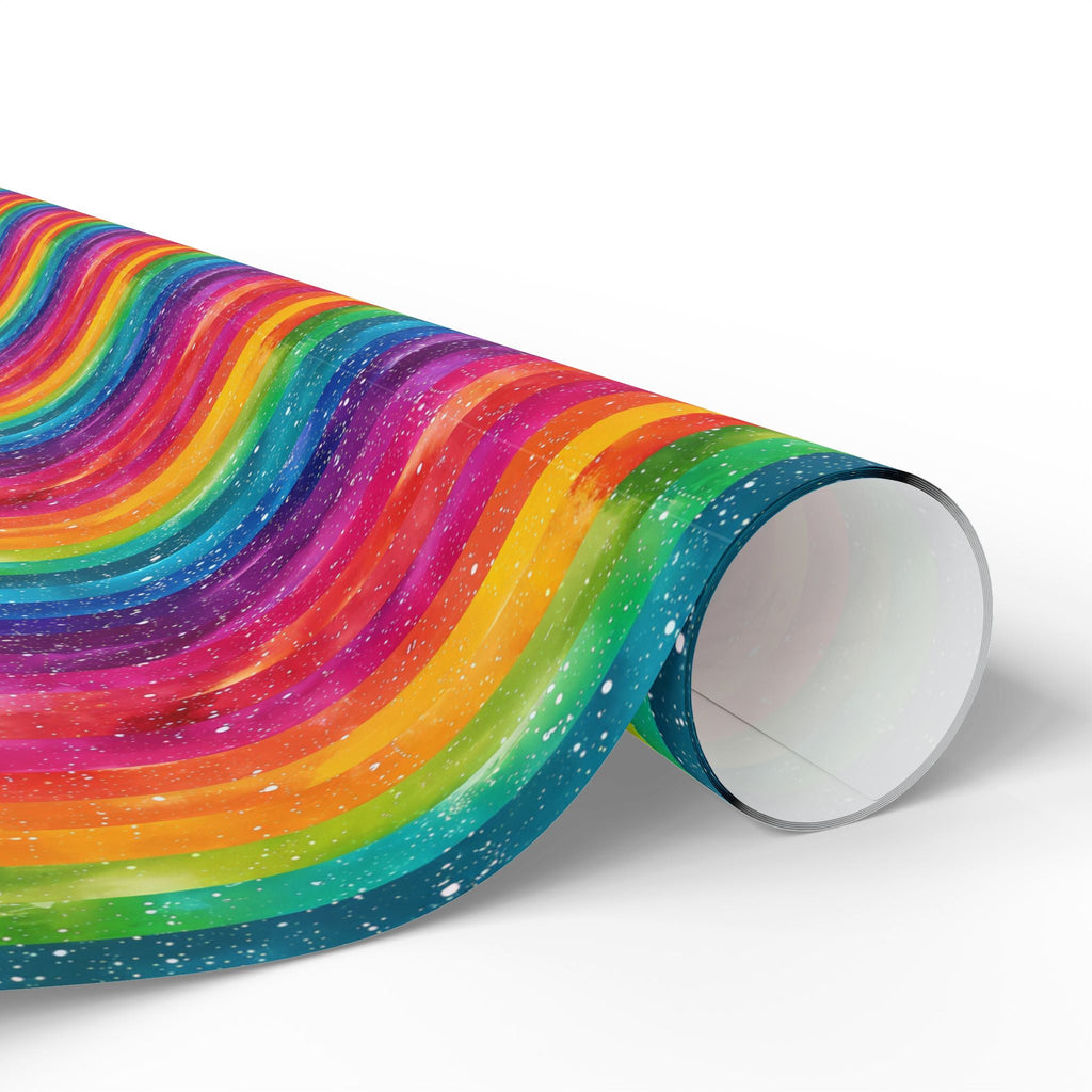 Bespattered Facade Rainbow Stripes Wrapping Paper | Three Sizes | Glossy or Matte