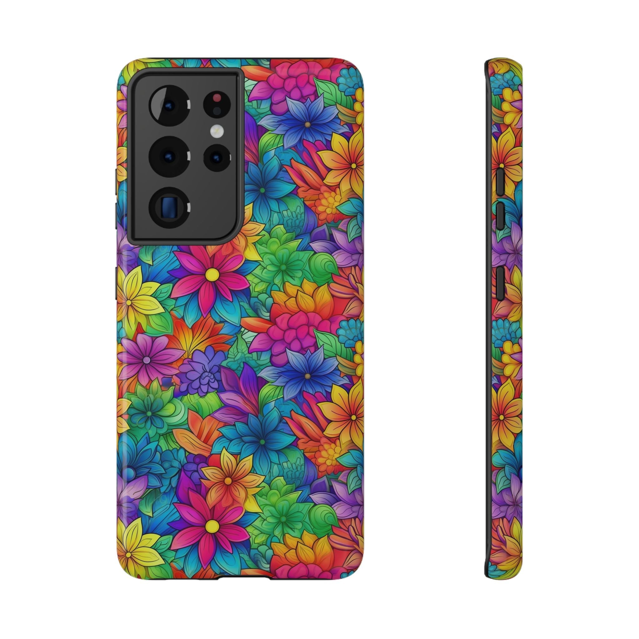 Bespattered Facade Bright Rainbow Flowers Impact-Resistant Case