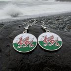 Bangor Welsh Dragon Enamel Earrings - Wales Gift