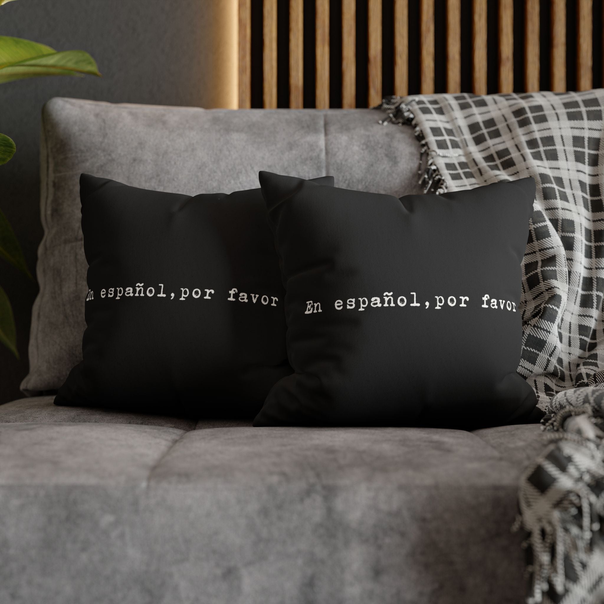 En español, por favor faux suede throw pillow cover