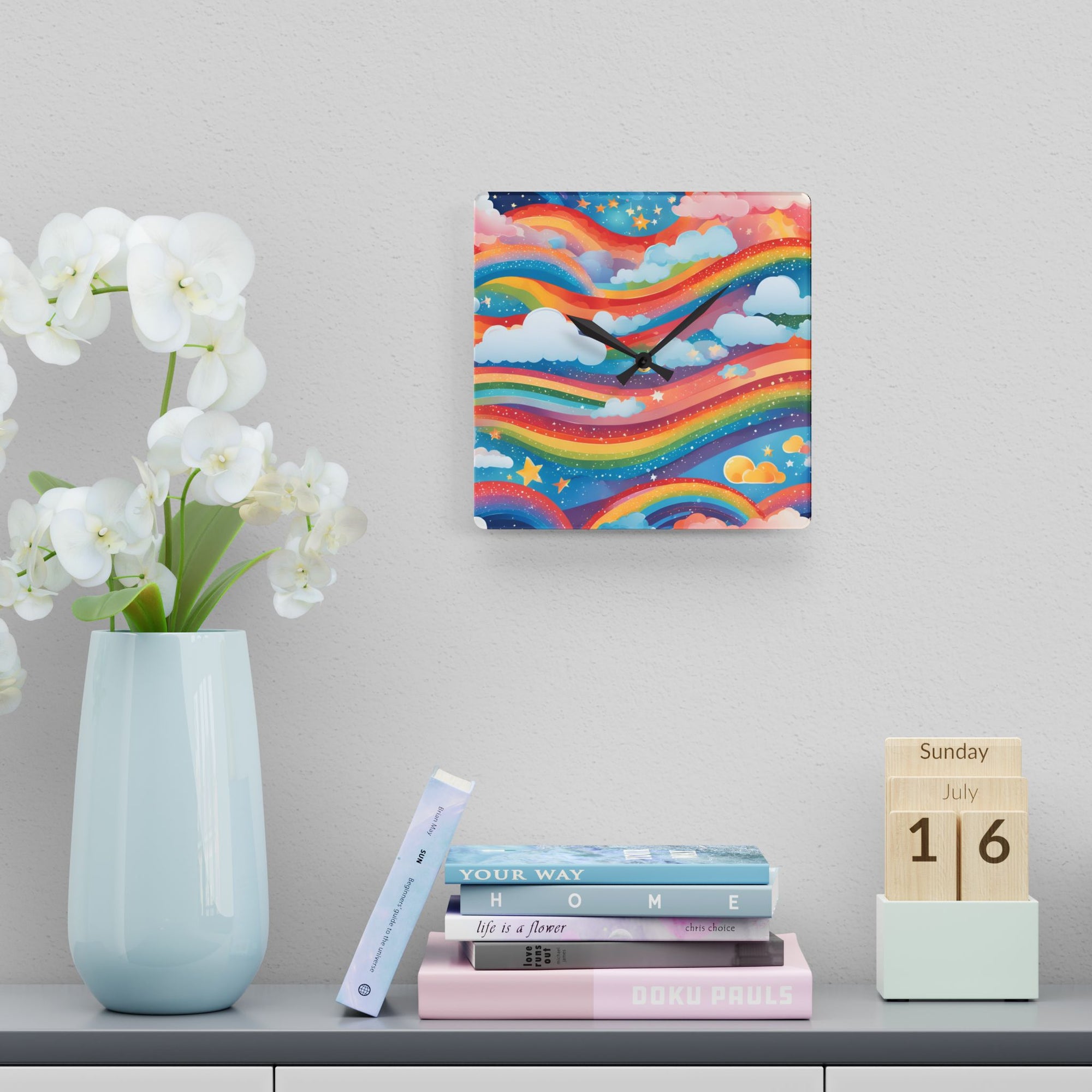 Whimsical Rainbow Wall Clock