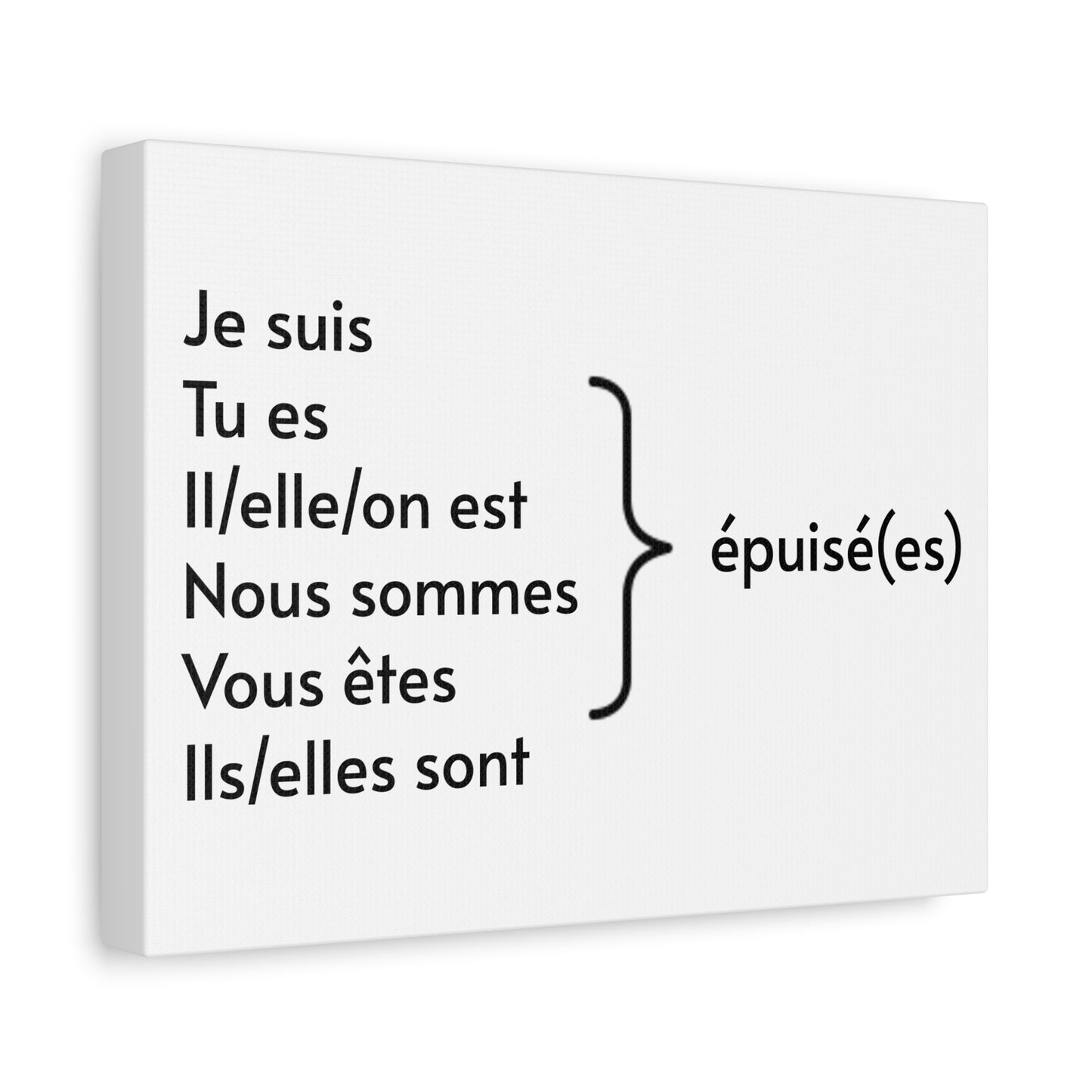 Je suis épuisée Matte Wandleinwand