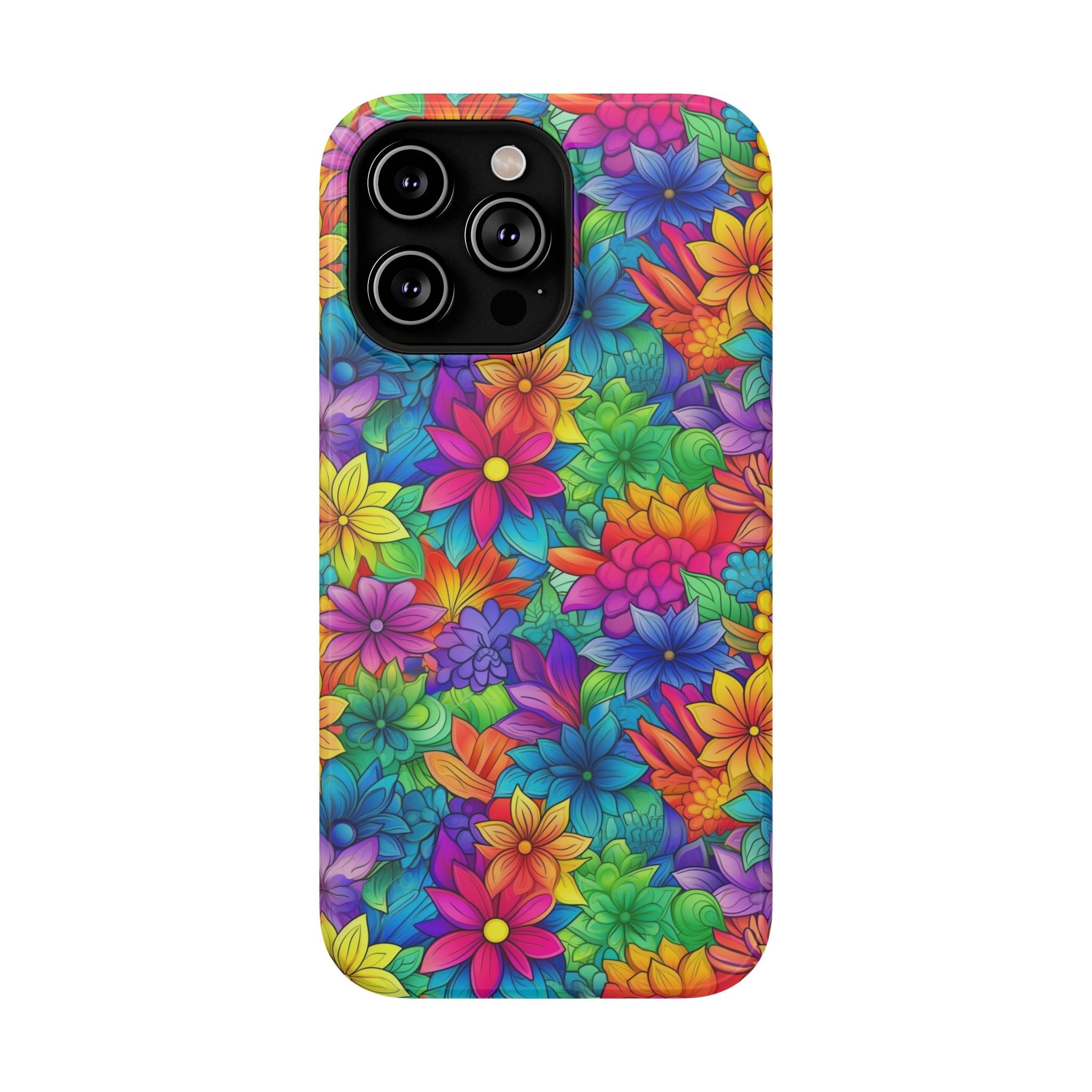 Bespattered Facade Bright Rainbow Flowers Impact-Resistant Case