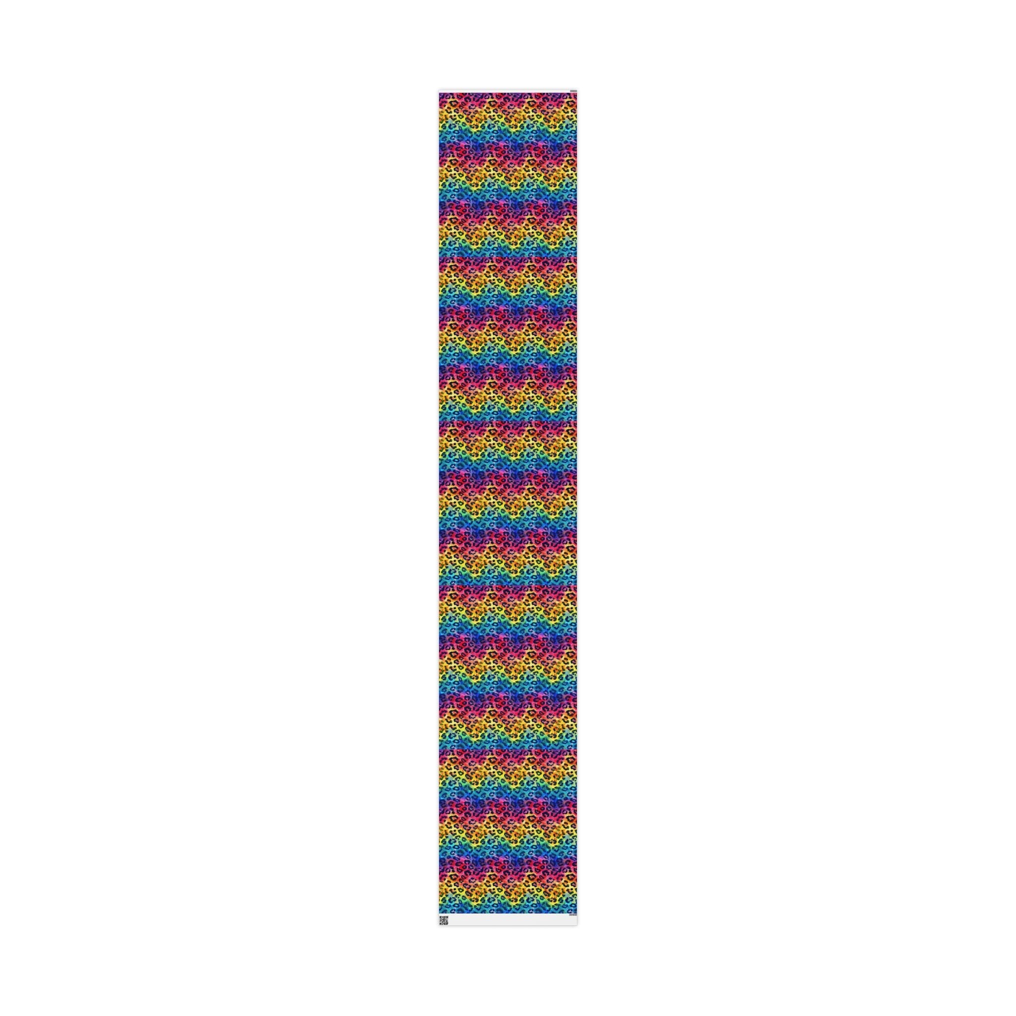 Bespattered Facade Rainbow Watercolor Leopard Wrapping Paper | Three Sizes | Glossy or Matte
