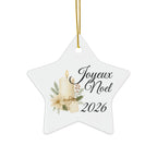Joyeux Noël 2026 Candle and Floral Ceramic Ornament