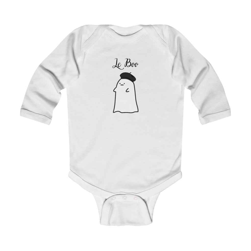 Le Boo cute French Ghost Baby Bodysuit, Cute Minimal Halloween Baby romper