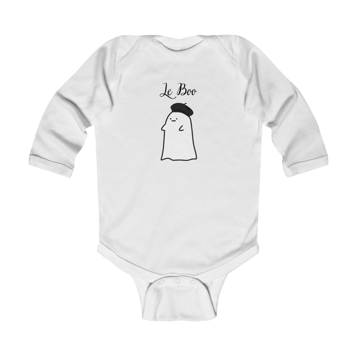 Le Boo cute French Ghost Baby Bodysuit, Cute Minimal Halloween Baby romper