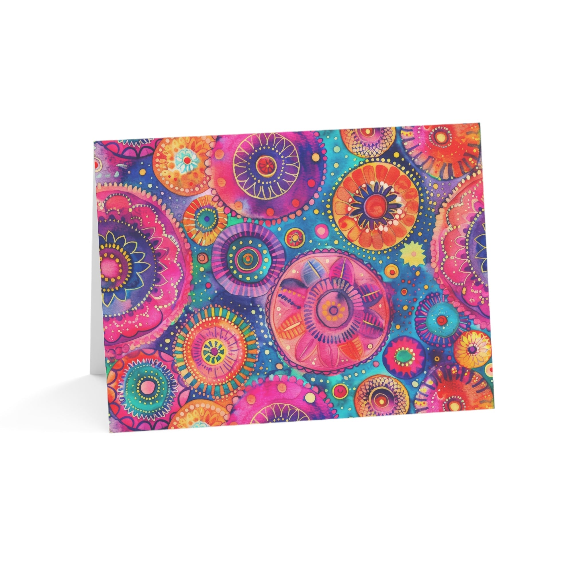 Bespattered Facade Colorful Circles Greeting Cards | Sets of 1, 10, 30, or 50