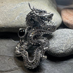 Celtic Rising Dragon Brooch in Sterling Silver