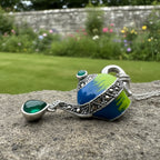 Spot of Tea Teapot Marcasite Necklace in Sterling Silver