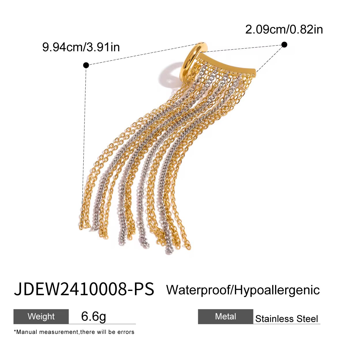 Golden Cascade Fringe Ear Cuff