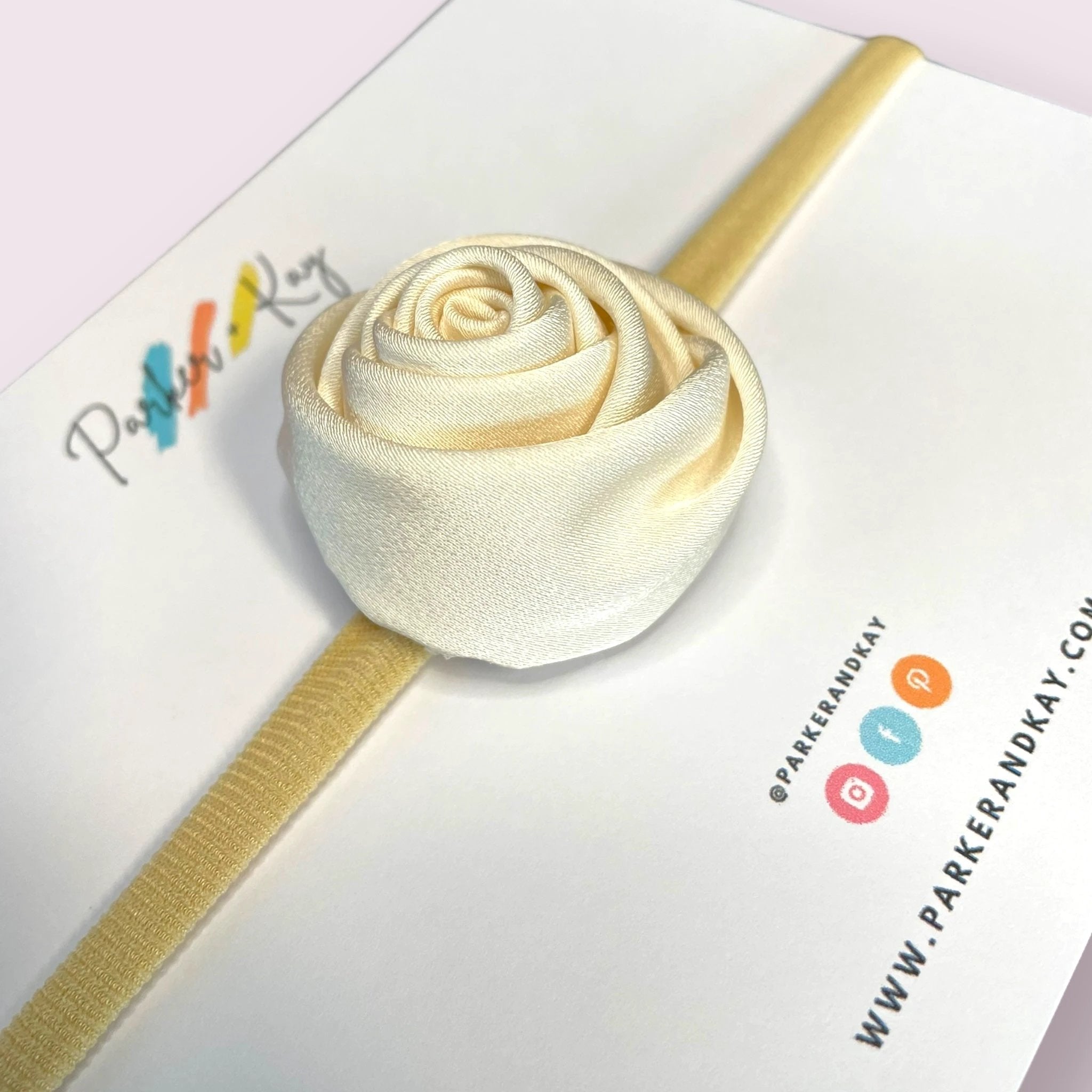 Satin Rose Baby Headband by Parker + Kay Creative