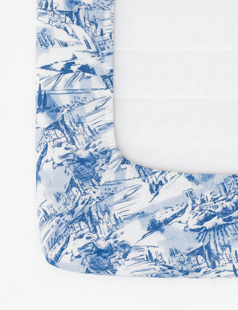 Blue Toile Crib Sheet