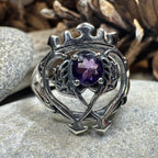 Dedication Scottish Luckenbooth Amethyst Ring in Sterling Silver